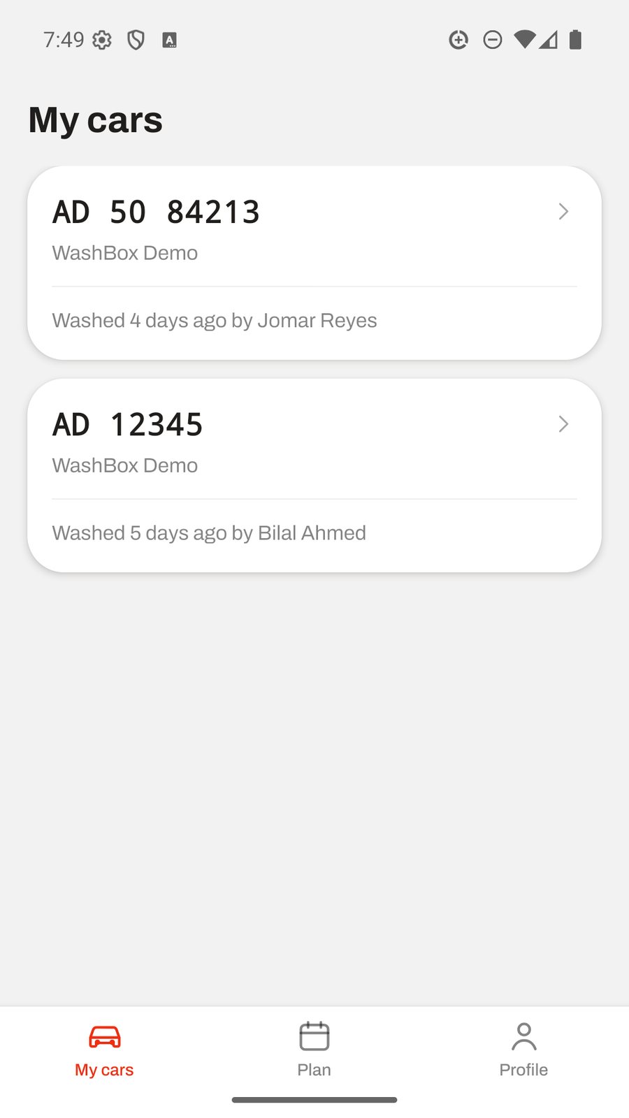 A screenshot of the WashBox platform
