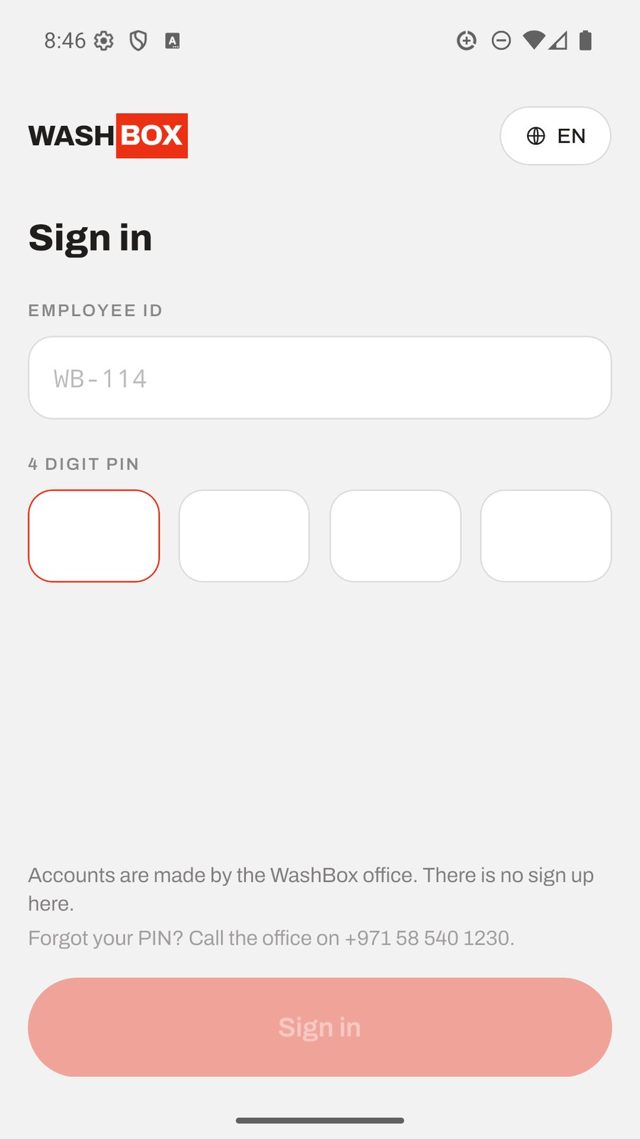 A screenshot of the WashBox platform